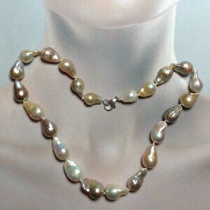 Honora Natural Multi Color Nucleated Baroque Freshwater Pearl Necklace.